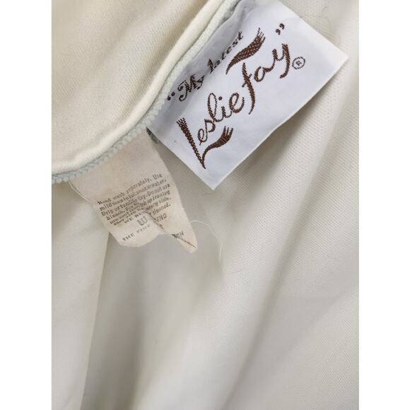 Vintage Leslie Fay Cream Dress Embroidery Maxi Long Sleeve cOTTON bLEND MEDIUM - Picture 4 of 12